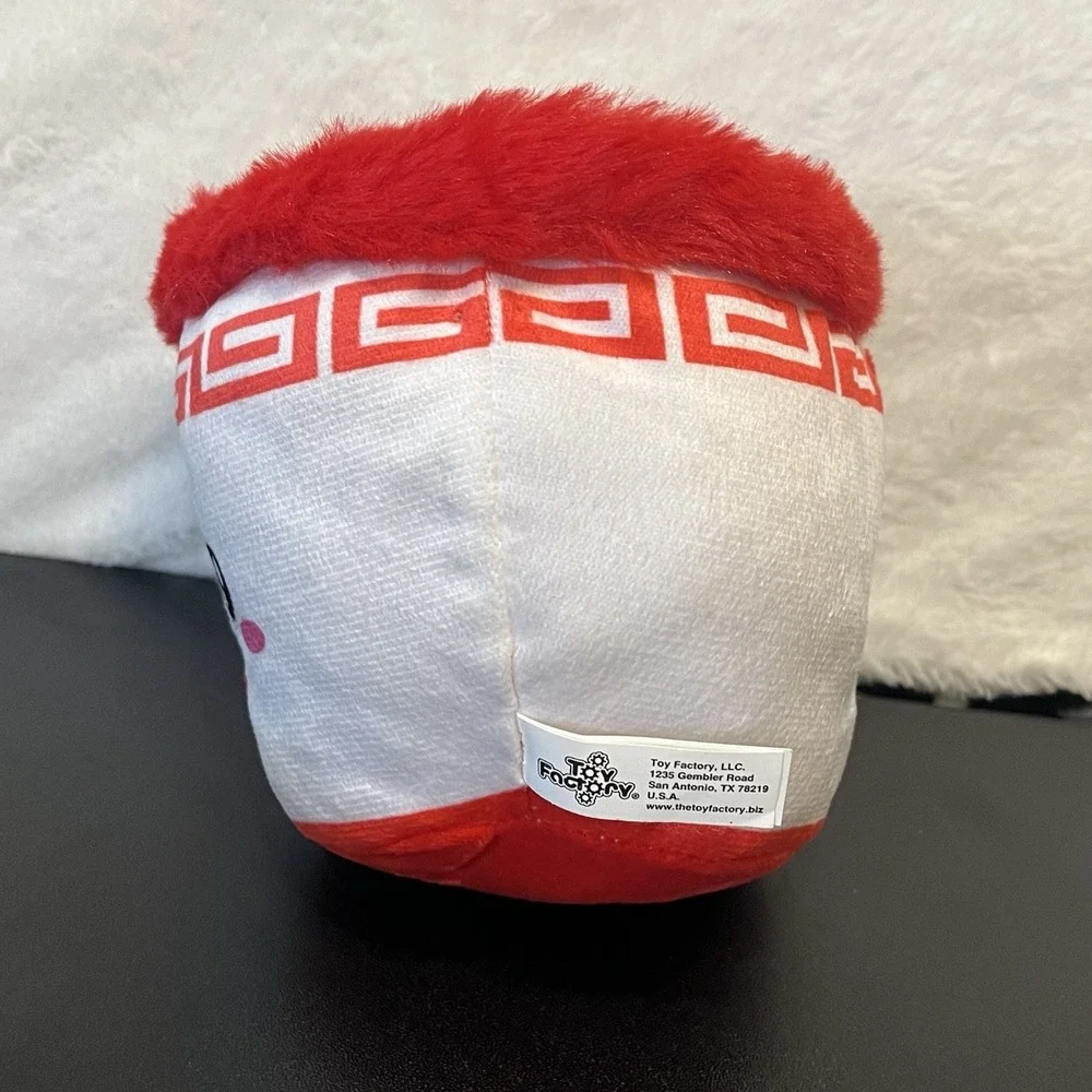Ramen Noodle Bowl Stuffed Squish Plush Happy Face Furry Red Top Toy Factory 2022
